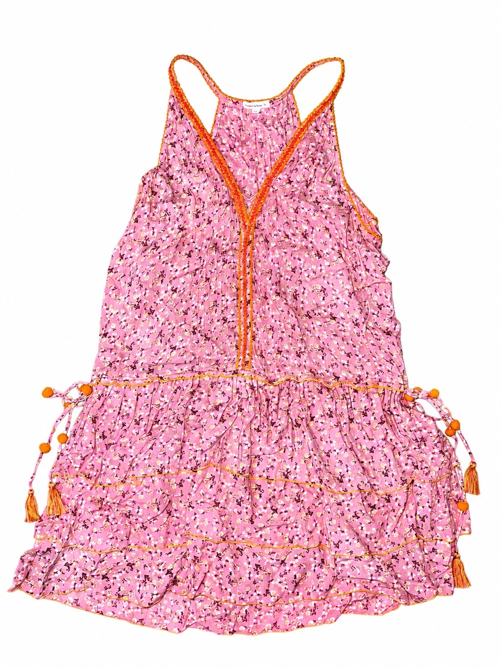 Poupette St Barth Bety Mini Ruffle Dress in Pink Size L